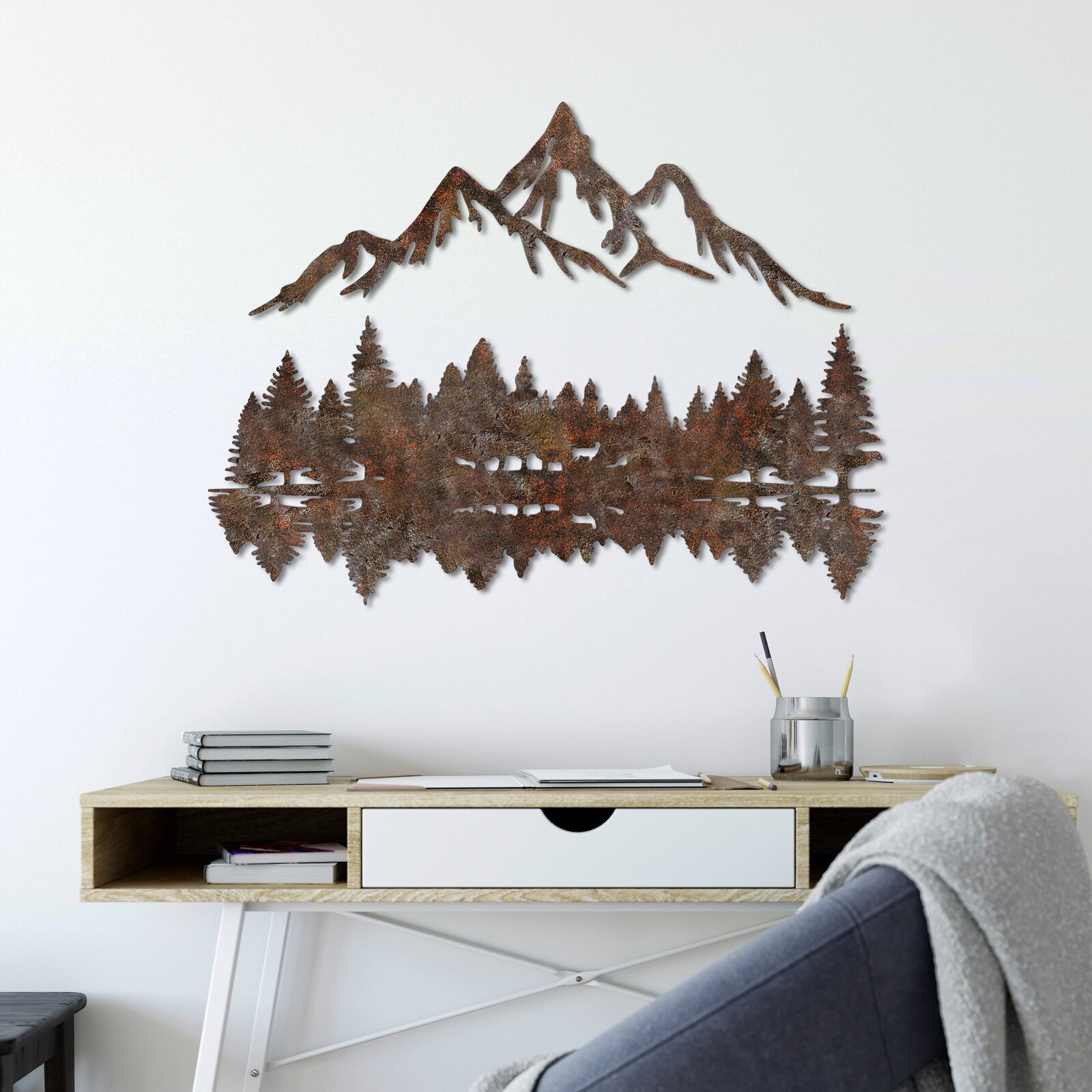 Nástěnná kovová dekorace Landscape 2 vícebarevná