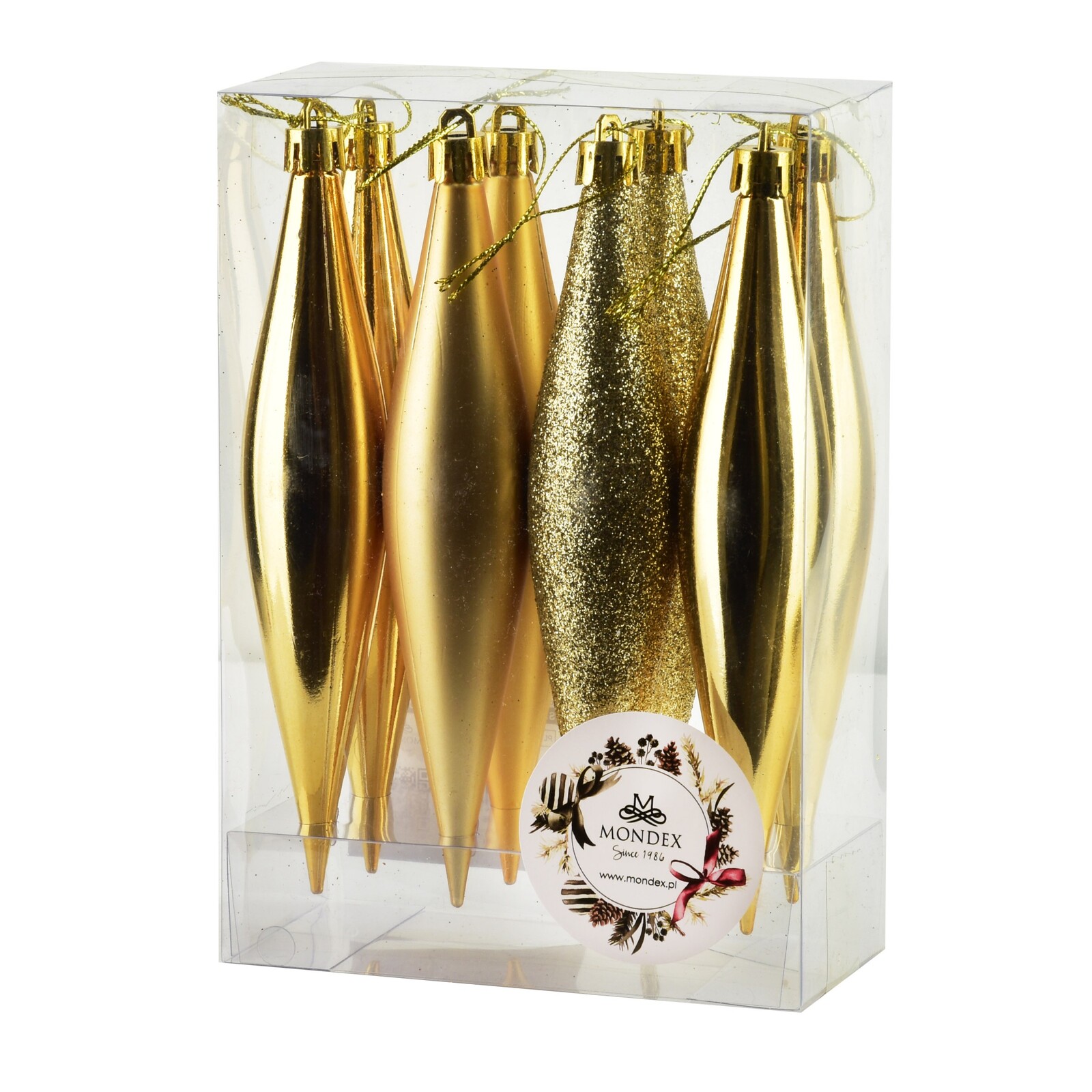 Vánoční sada 8 ks ozdob Santa Lila Rampouchy zlatá