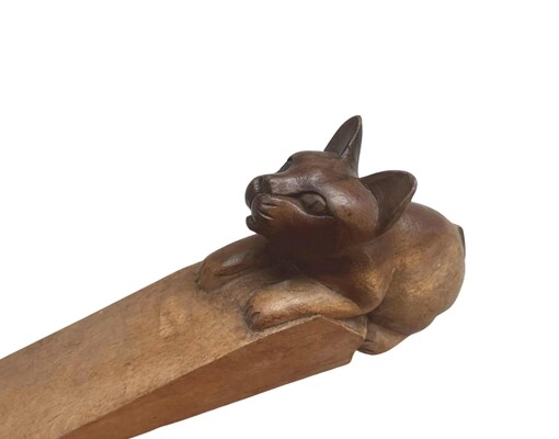 Drevený dverné klin - zarážka s mačkou