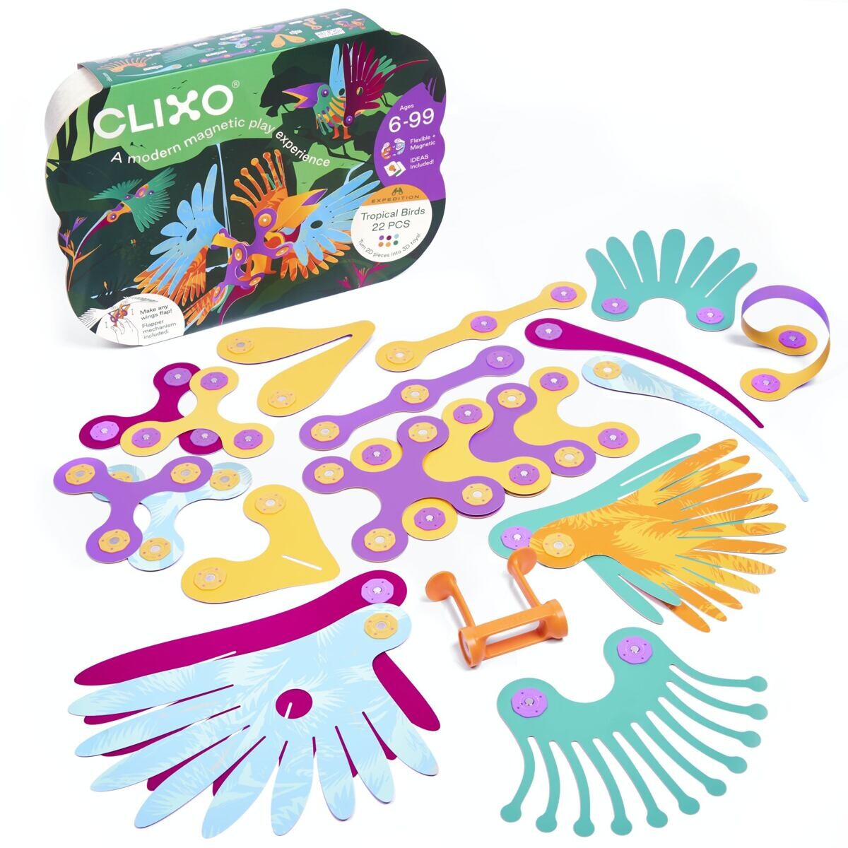 CLIXO Tropical Birds - magnetická stavebnica 22 kusov