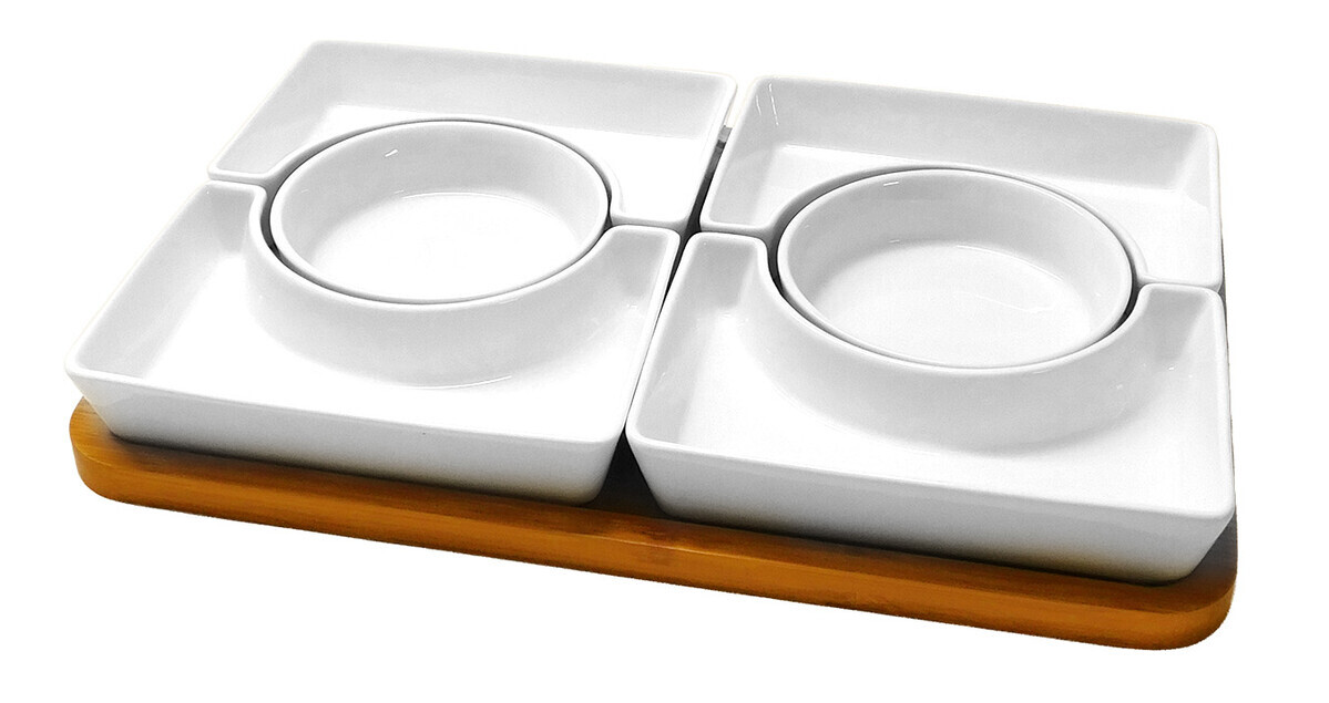 MAKRO - Servírovací podnos a keramické misky 31x21cm