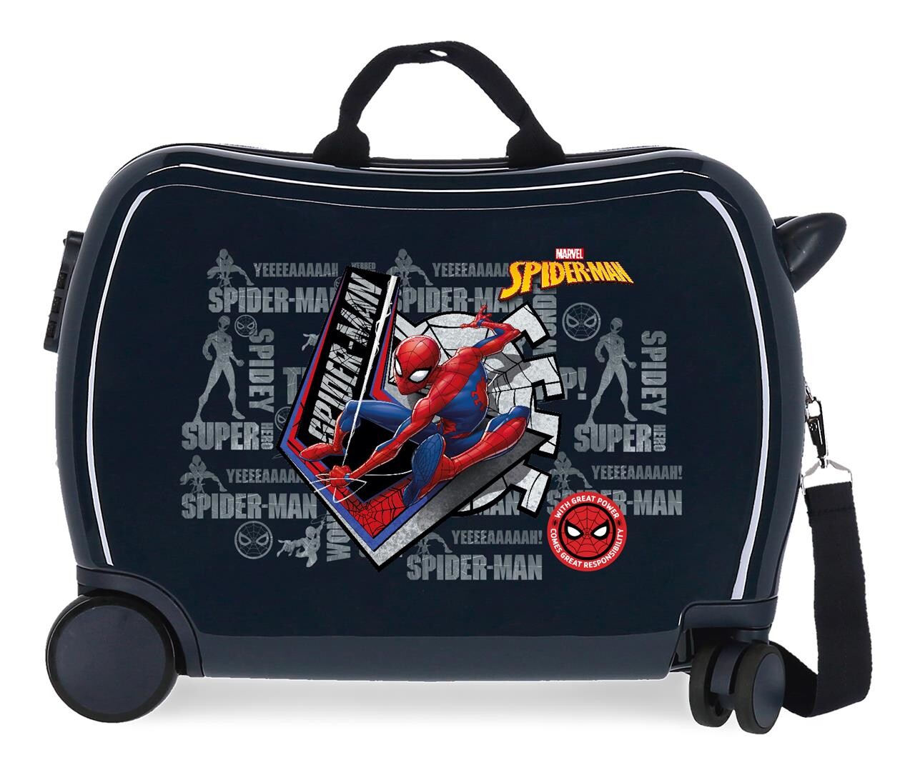 JOUMMABAGS Detský kufor na kolieskach - odrážadlo -  Spiderman Great Power 2  - 34L - navy
