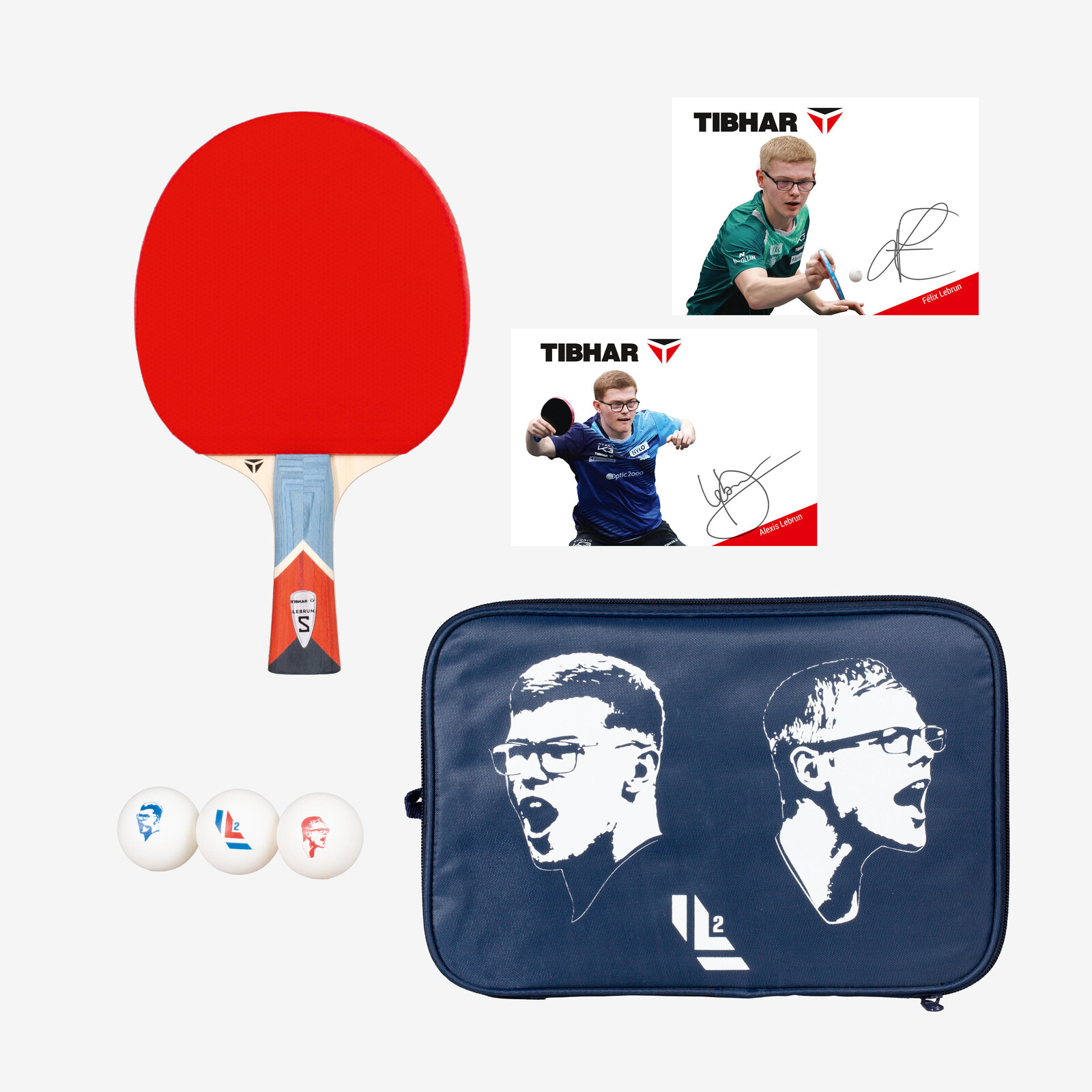 Súprava Lebrun na stolný tenis (1 raketa + obal + 3 loptičky + 2 karty)