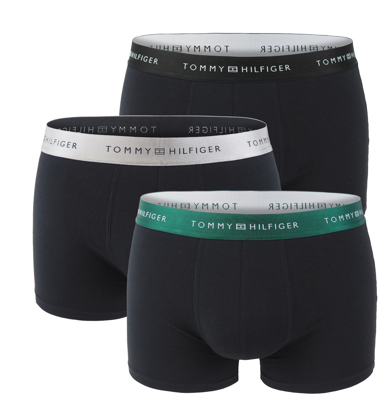 TOMMY HILFIGER - boxerky 3PACK classic fit TH series dark color / antic silver metallic waist v darčekovom balení