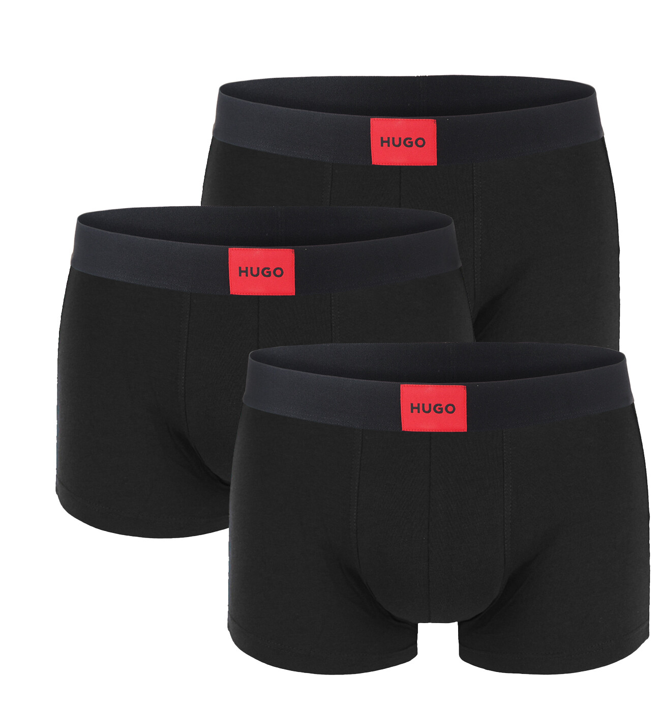 HUGO - boxerky 3PACK eco friendly cotton stretch black / modern logo HUGO