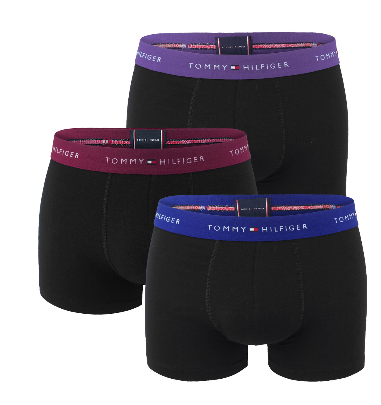 TOMMY HILFIGER - boxerky 3PACK eco firiendly signature cotton essentials black / midnight color waist