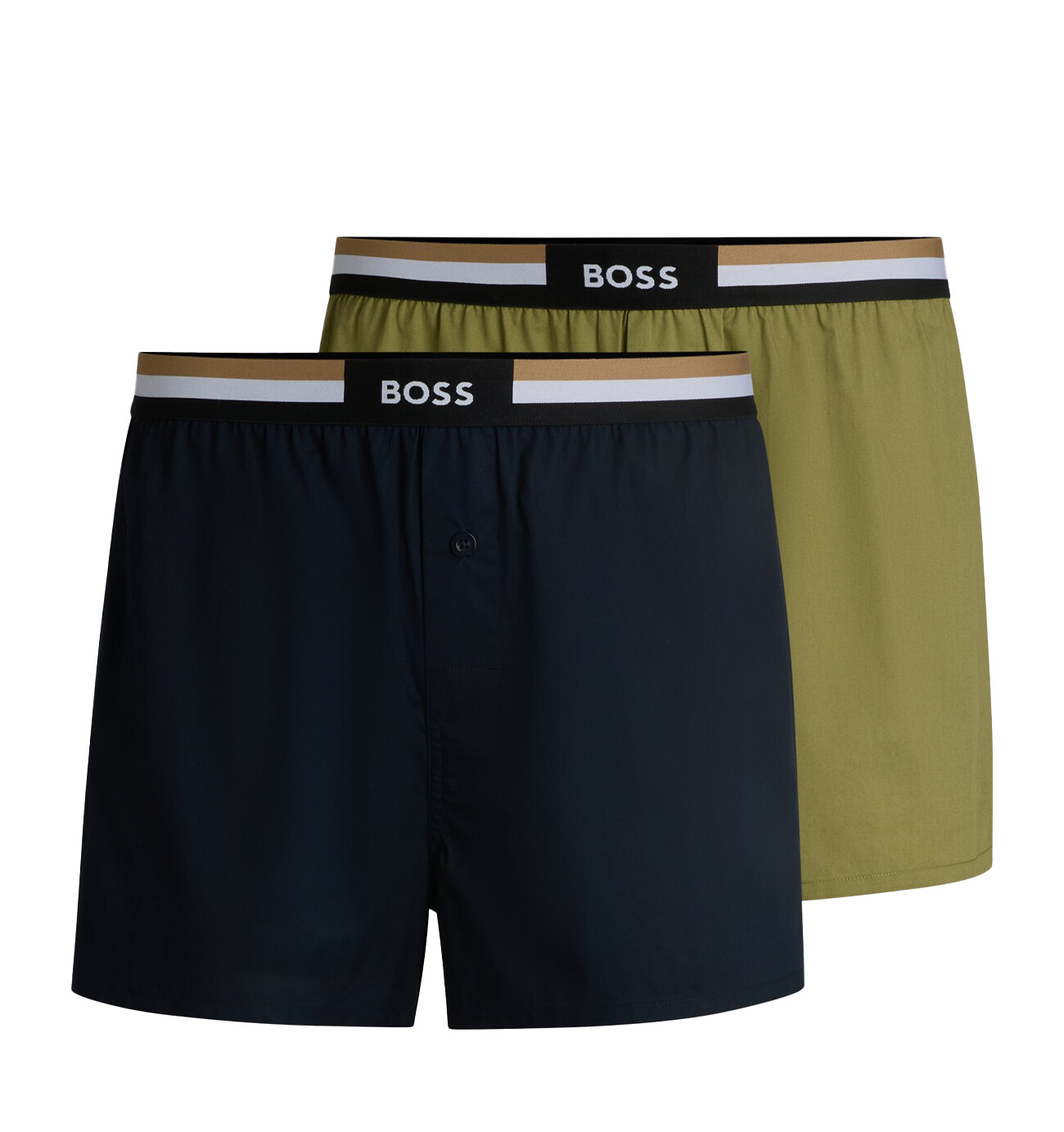 BOSS - trenky 2PACK natural pure cotton dark & green tones