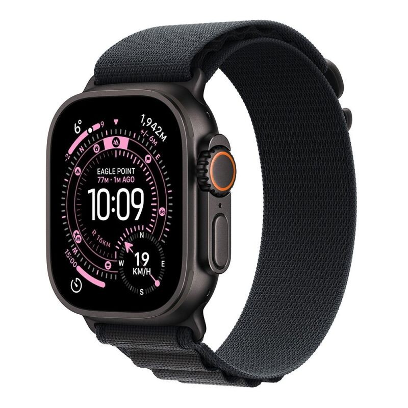 Apple Watch Ultra 3 GPS + Cellular 49mm Black Titanium Case with Black Alpine Loop - Large MF0X4QCA