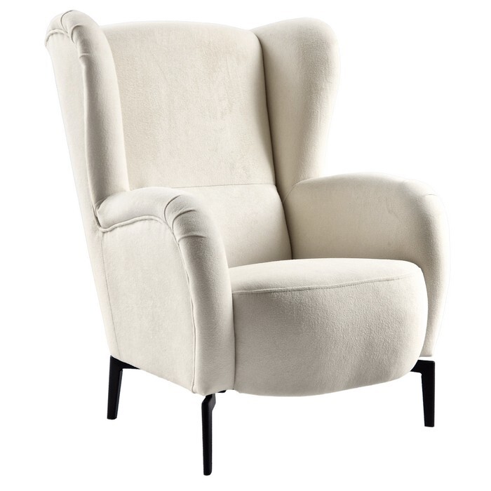 KONDELA Ramon kreslo (ušiak) smotanová / čierna