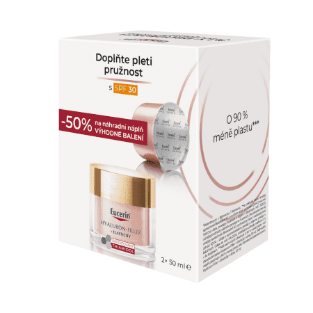EUCERIN HYALURON-FIL.+ELASTICITY Denný krém rosé + náhradná náplň refill 1 x 1 set