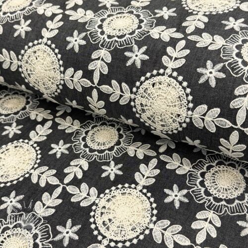 Bavlnená látka JEANS EMBROIDERY Niva design D