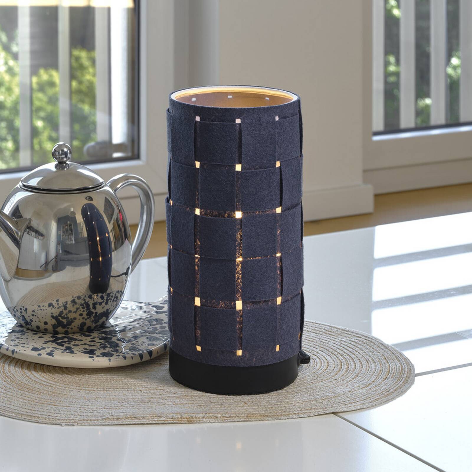 OSRAM stolová lampa Decor Felt Weaving Tube, sivá, plsť, E14