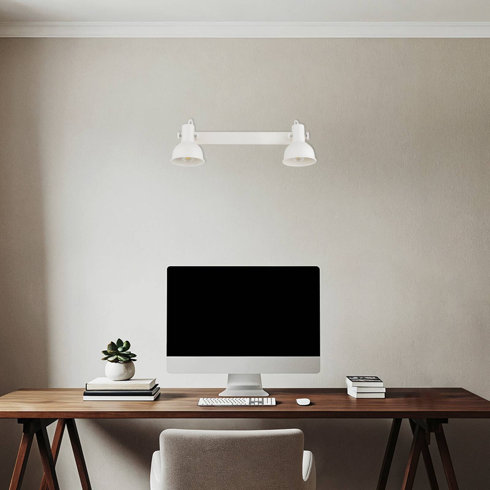 Stropné svietidlo Trogir, béžové, 2-pl., dĺžka 27 cm