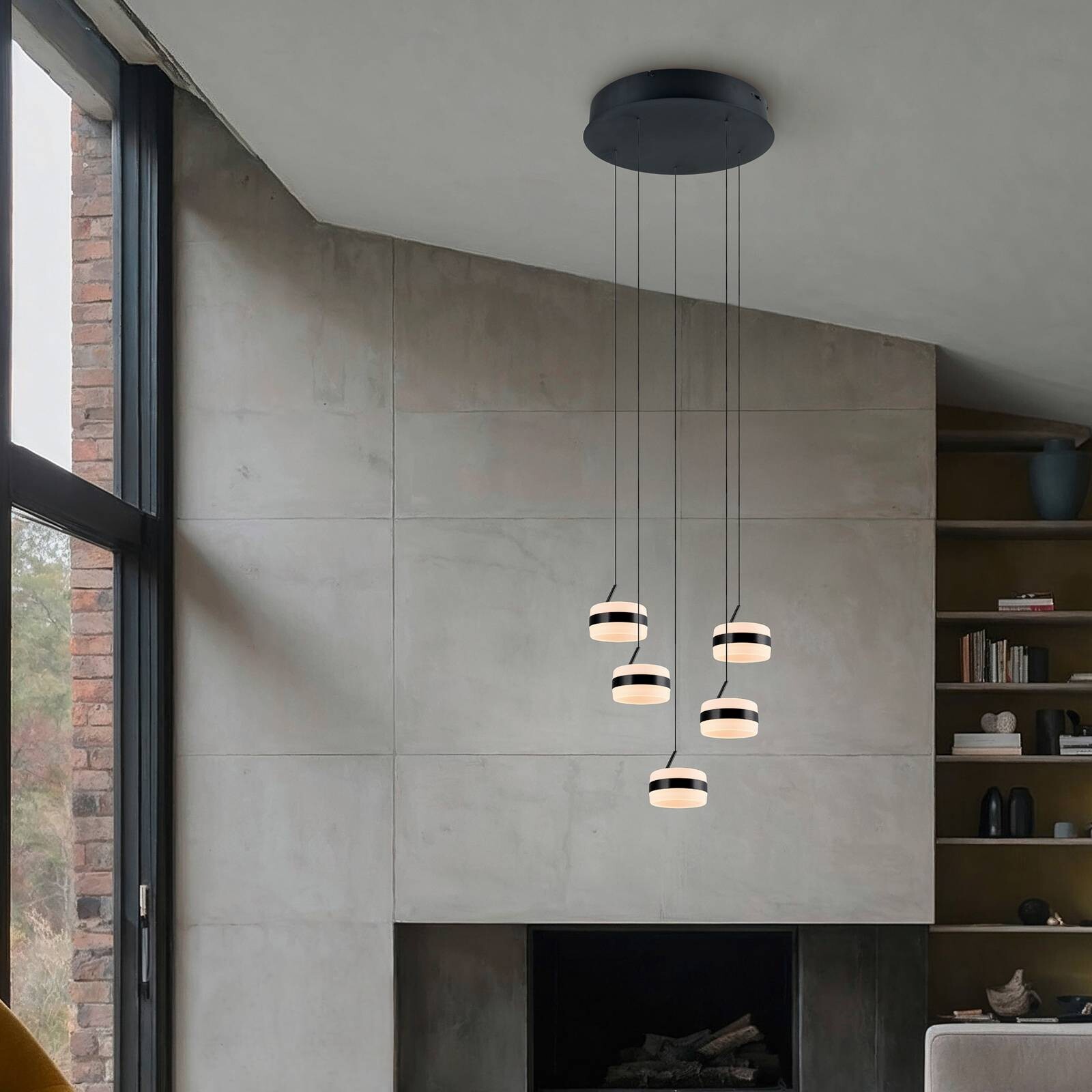 LED závesné svietidlo Dios, niklová farba, Ø 45 cm, CCT, 5-pl.