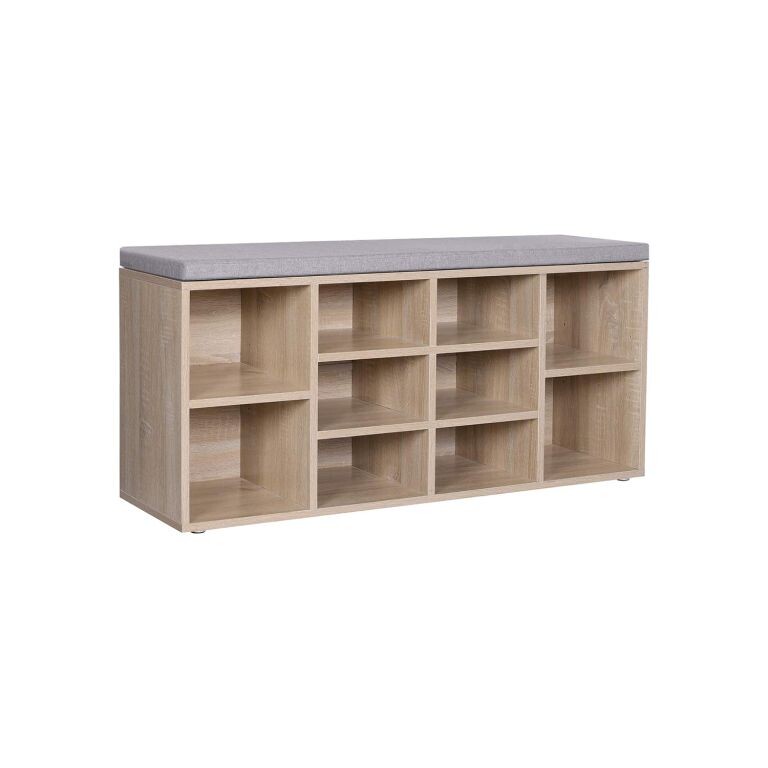 VASAGLE botník s lavicou a 10 priehradkami, dub,104×30×48 cm