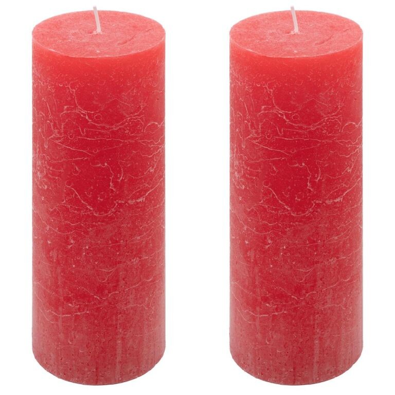 Červená parafínová sviečka rustikálna 20 cm, 90 h, sada 2 ks