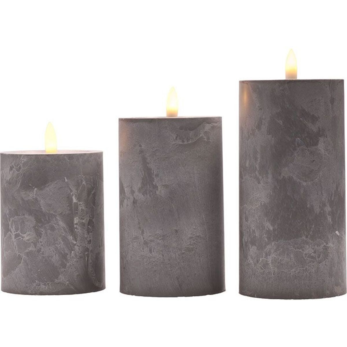 Solight Sada LED sviečok s časovačom, 3ks, 10,13,15cm, sivá, 2x AA