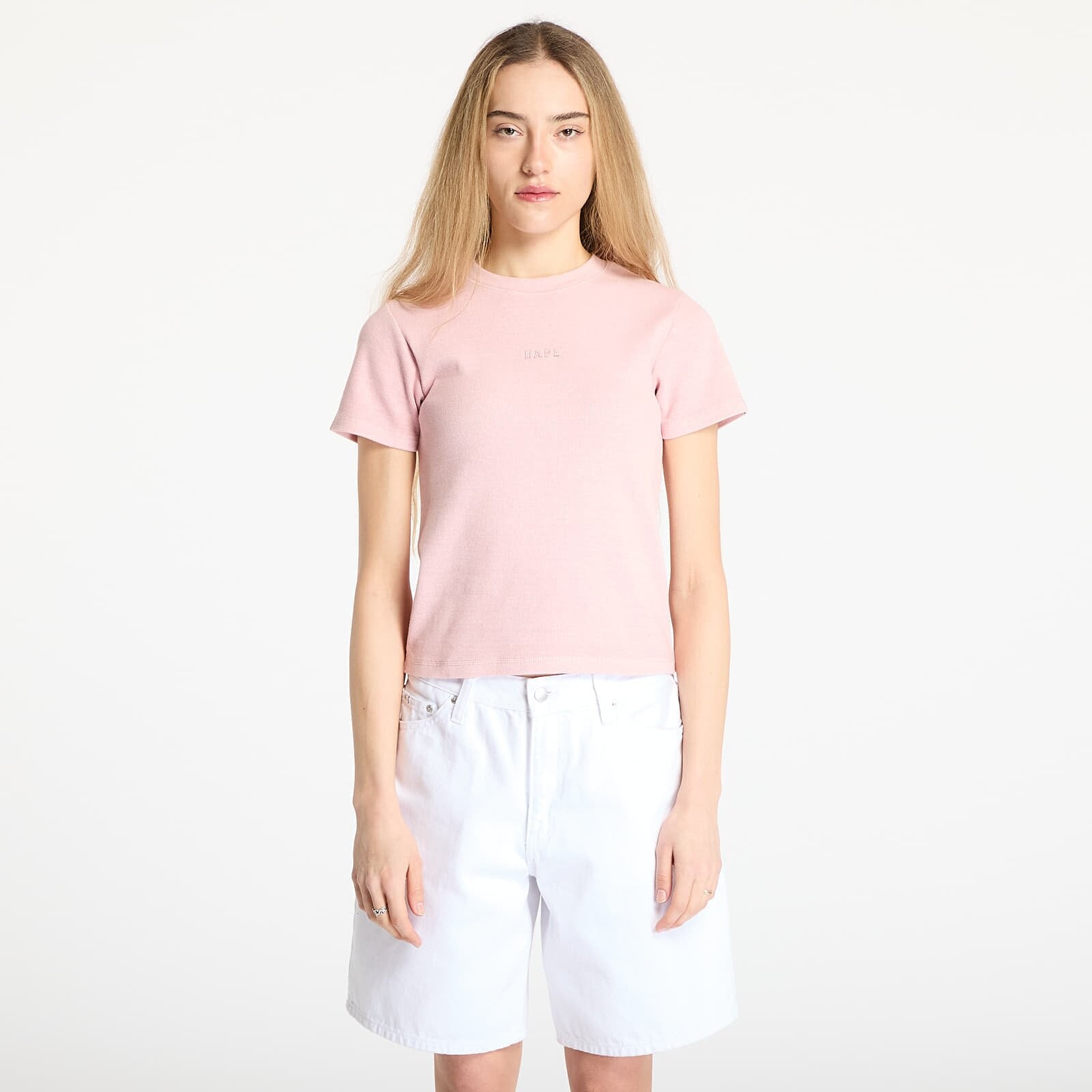 Tričko A BATHING APE Pigment Dyed Rib Tee Pink XS