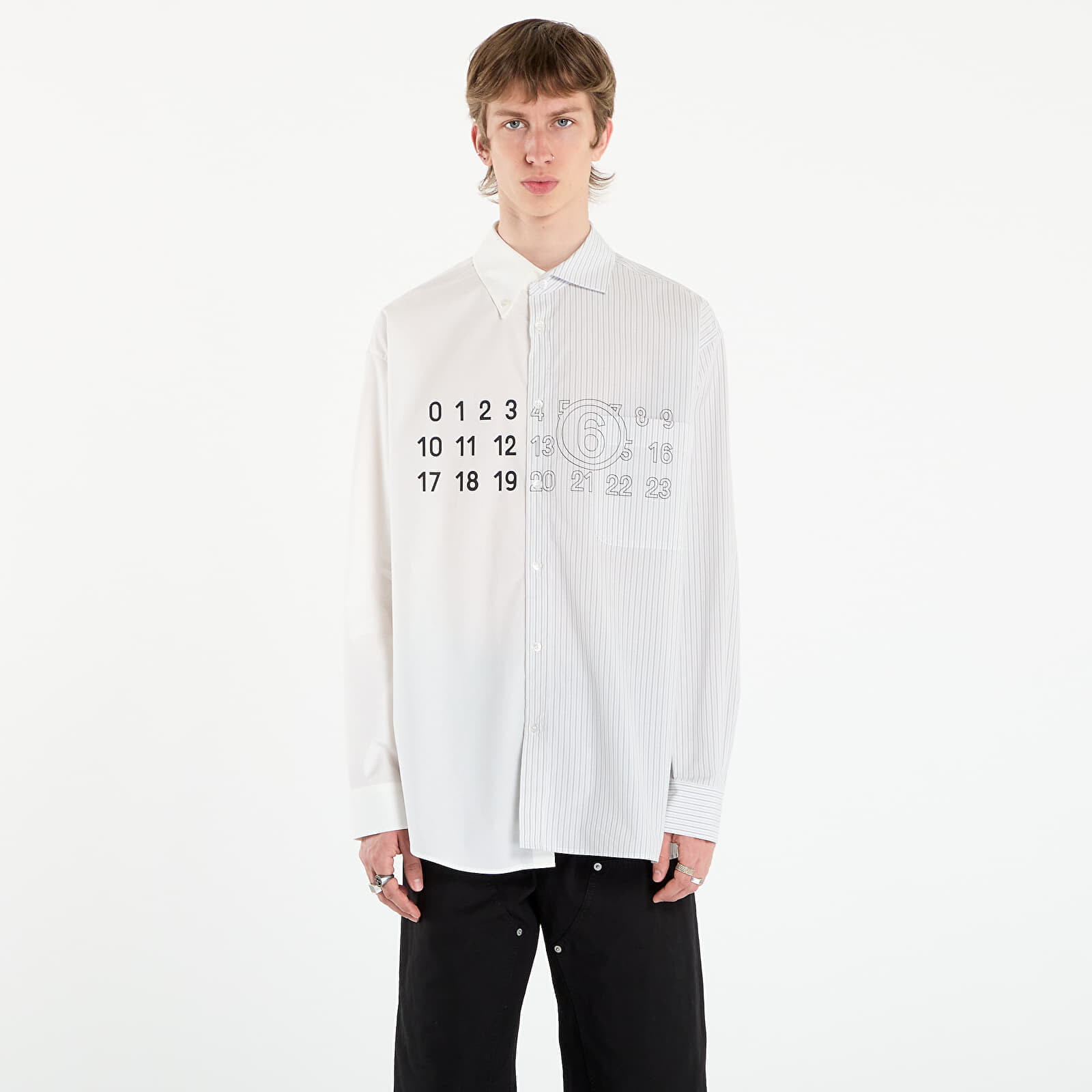 Košeľa MM6 Poplin Shirt Stripes White/ Grey/ White 52