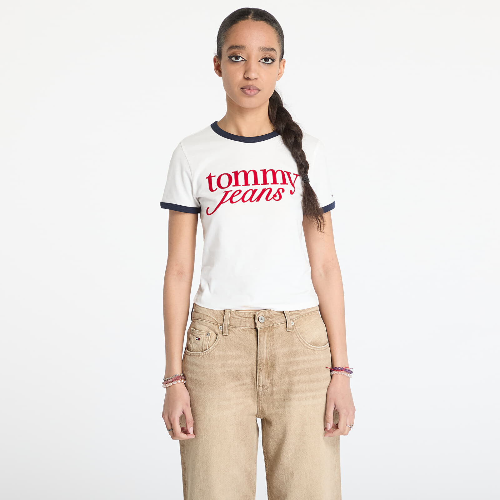 Tričko Tommy Jeans Slim Script Tee White S