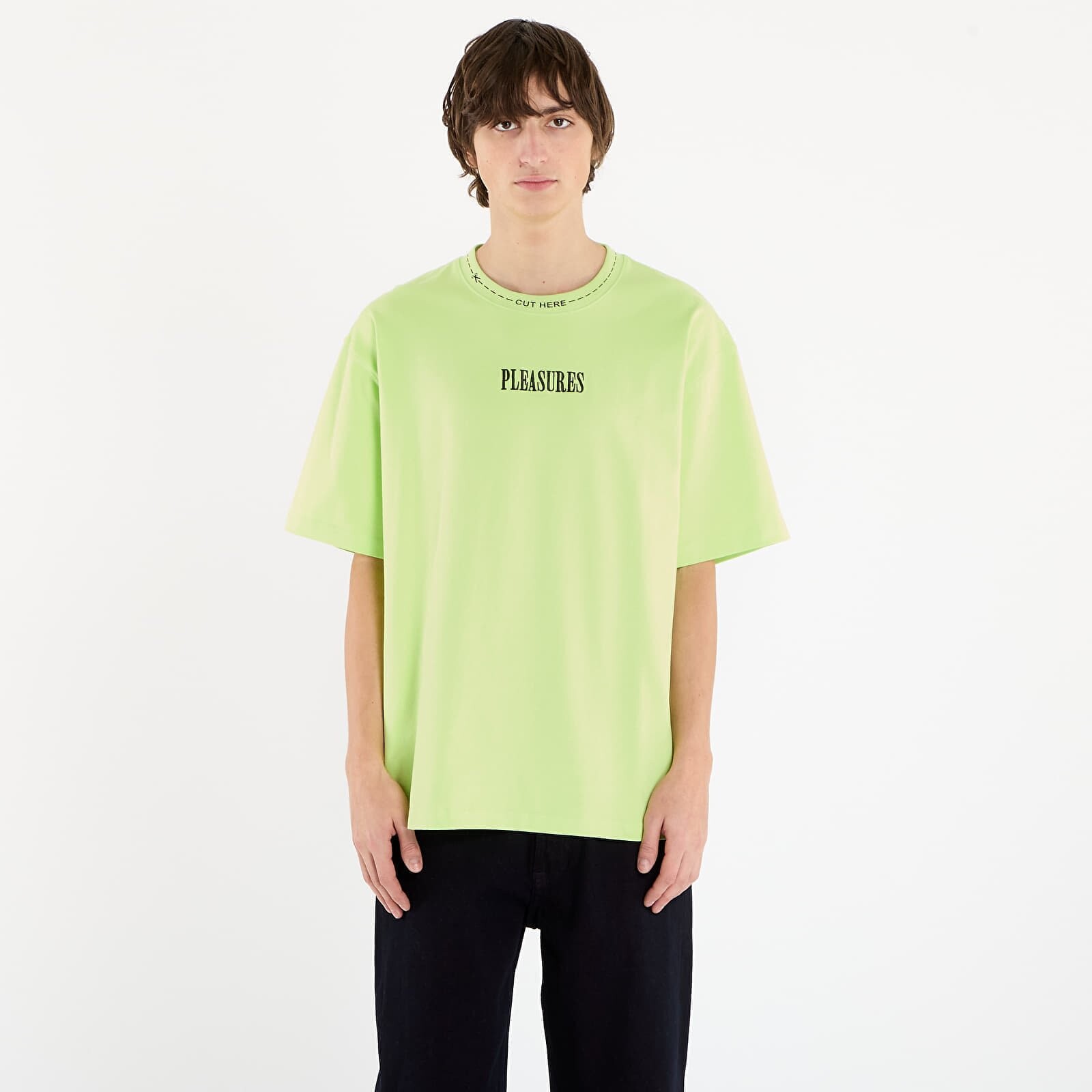 Tričko PLEASURES Cut Here Heavyweight Shirt Lime M