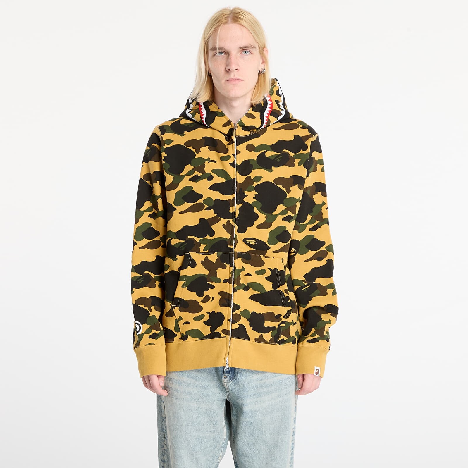 Mikina A BATHING APE 1St Camo Shark Full Zip Hoodie UNISEX Yellow XL