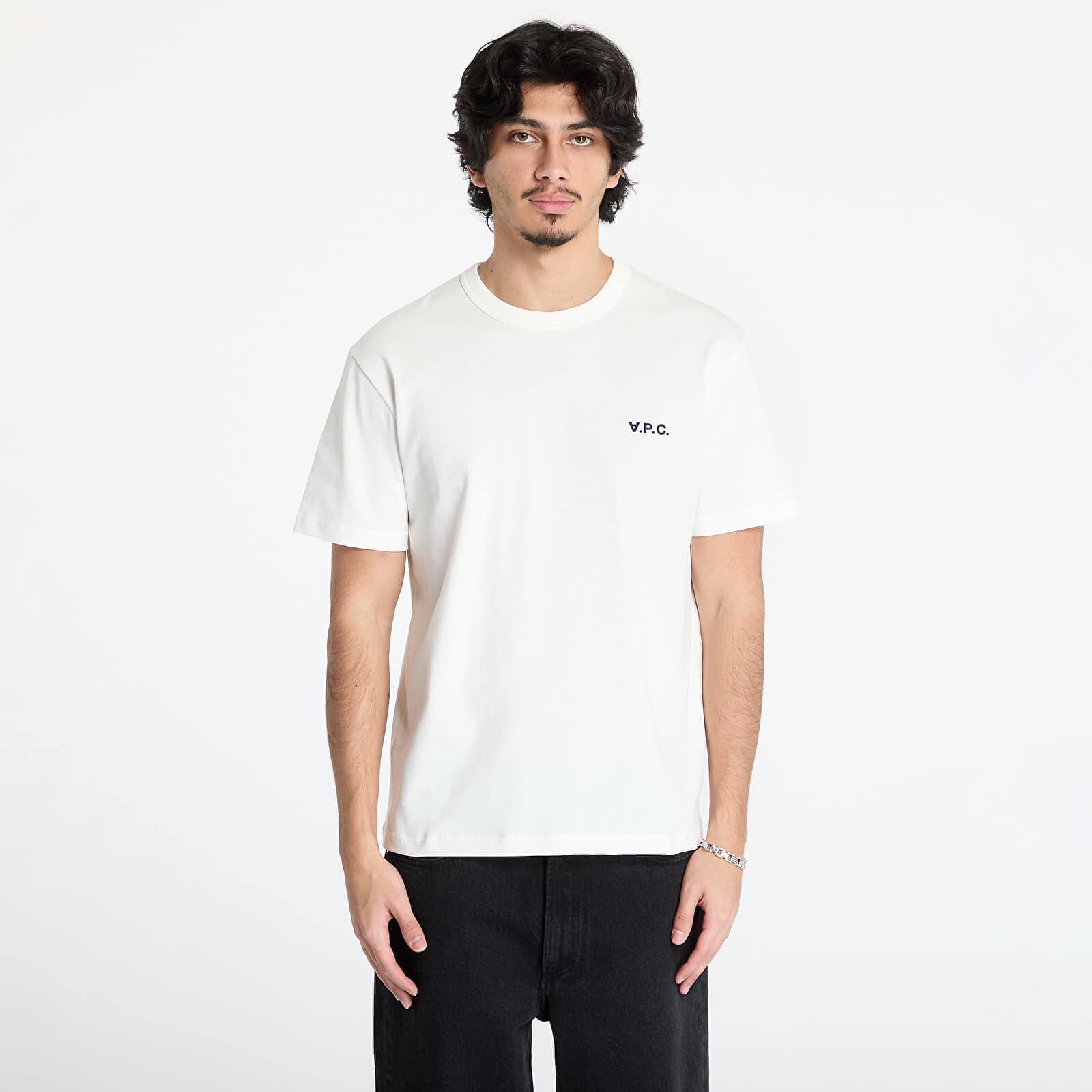 Tričko A.P.C. Boxy Petit VPC T-Shirt White/ Dark Navy Blue XL