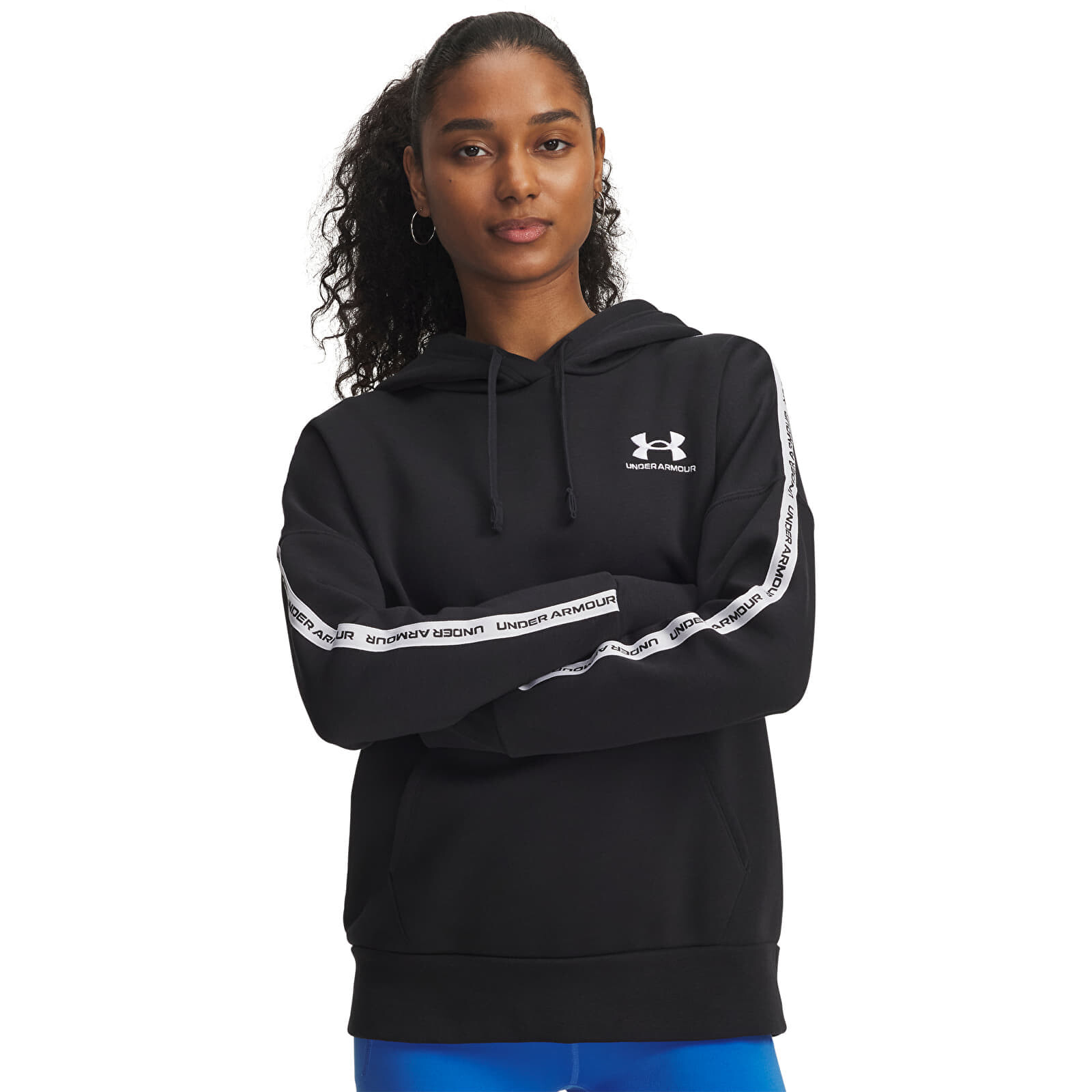 Mikina Under Armour Icon Fleece Taped Hoodiey Black L