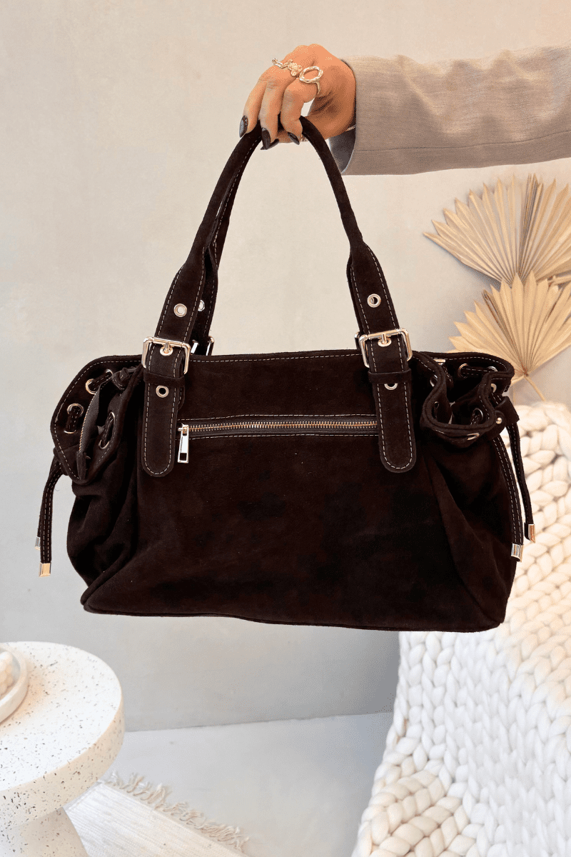 Kožená semišová kabelka Chocolate Ilienne