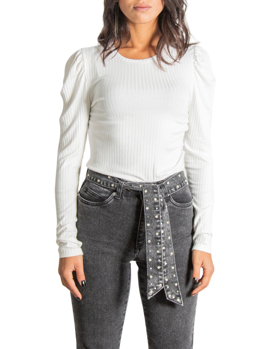 Biela dámska tričko s dlhým rukávom