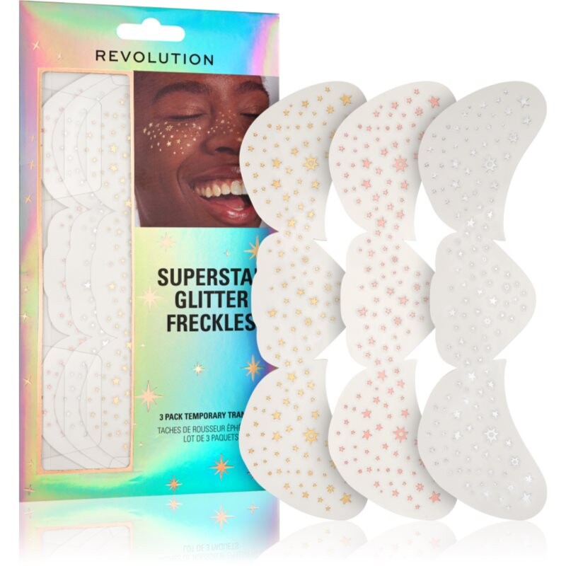 Makeup Revolution Superstar Glitter Freckles nálepky na tvár 3 ks