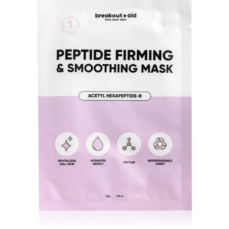breakout + aid Peptide Firming & Smoothing Mask plátenná maska s peptidmi 34 g