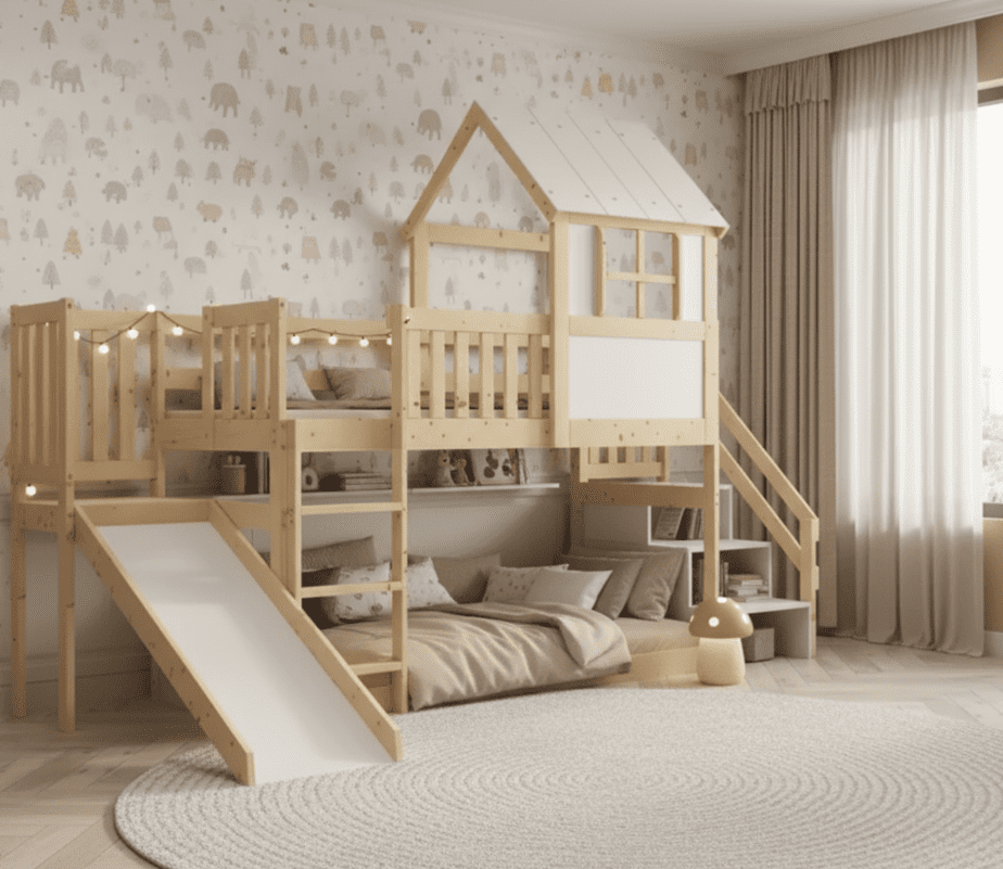 BMS Detská poschodová posteľ ANTRESOLA domček so schodíkmi | biela 90 x 200 cm