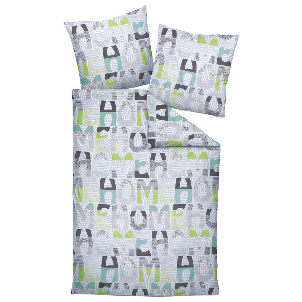 Janine POSTEĽNÁ BIELIZEŇ, makosatén, sivá, zelená, 135/200 cm