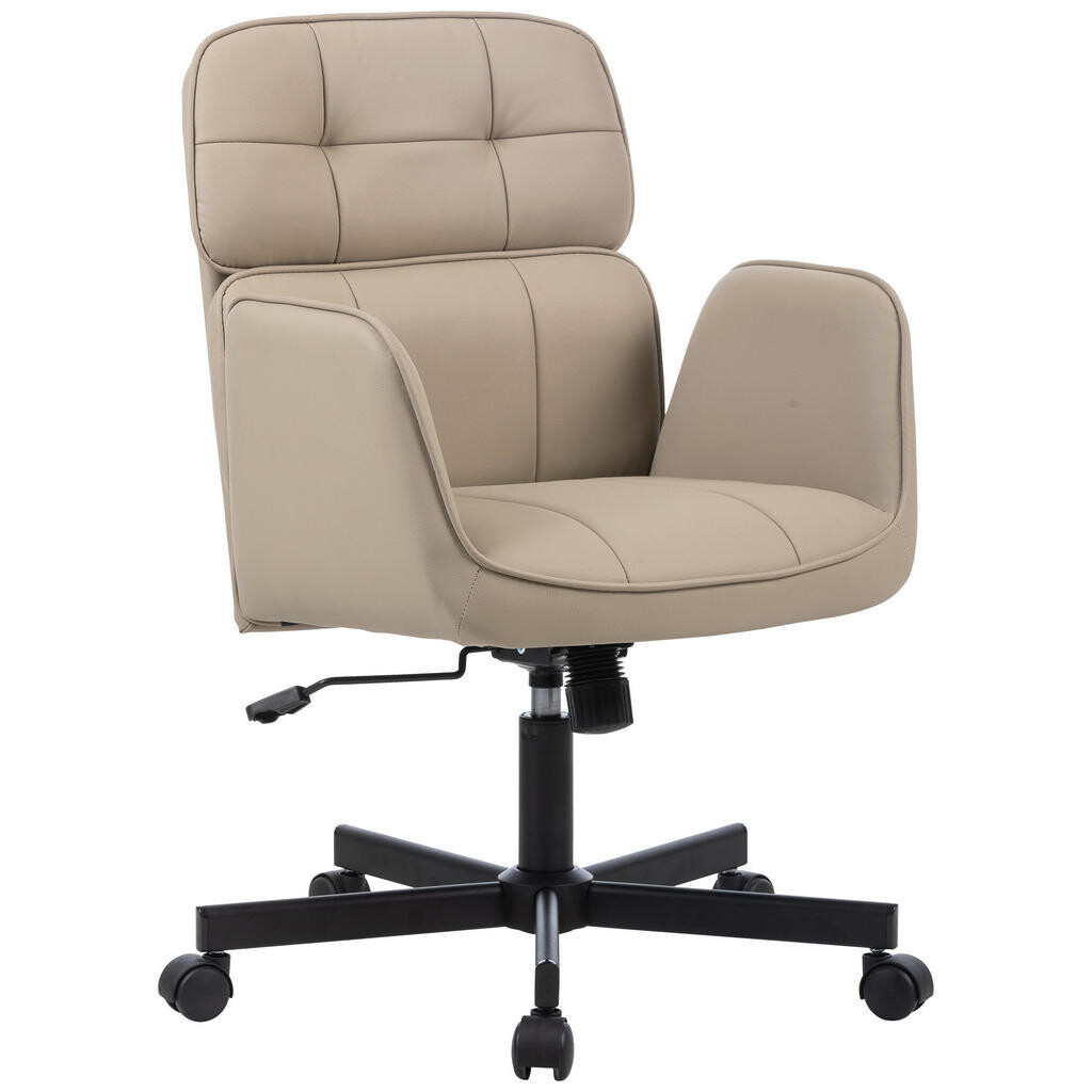 Carryhome OTOČNÁ STOLIČKA, vzhľad kože, čierna, svetlohnedá