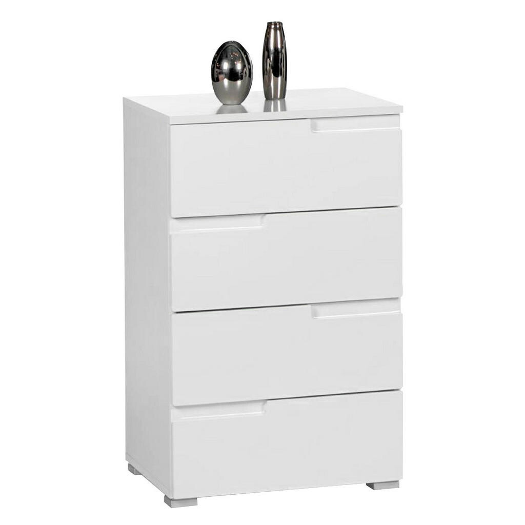 Carryhome KOMODA, biela, biela s vysokým leskom, 50/80/40 cm