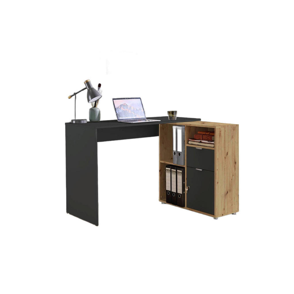 MID.YOU PÍSACÍ STÔL S ÚLOŽ.PRIESTOROM, antracitová, dub artisan, 110/85/74 cm