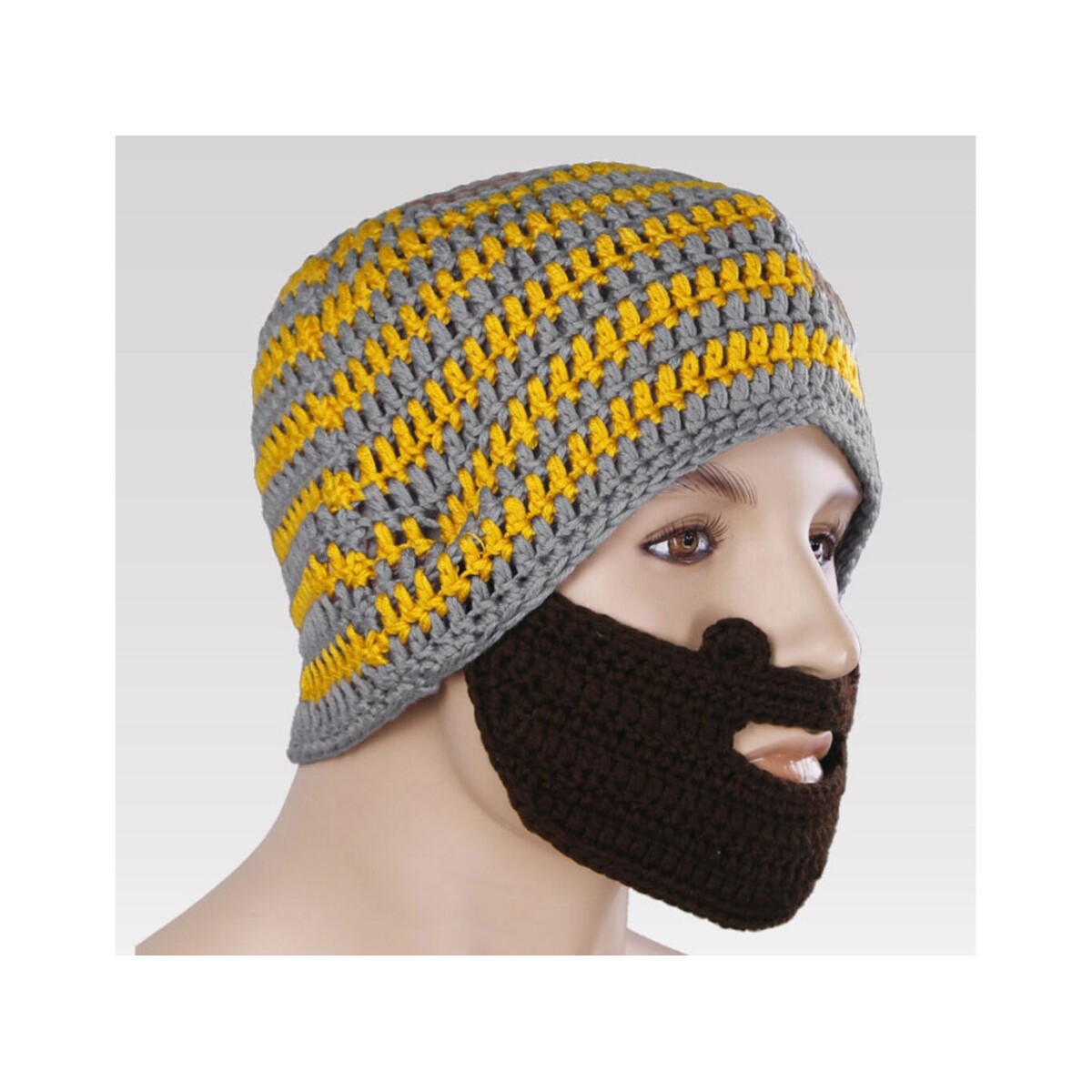 Čiapka s fúzmi Beardo - sivá-žltá