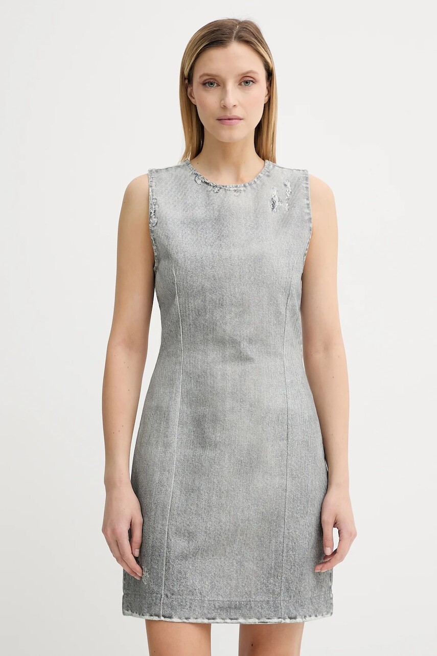 Rifľové šaty Won Hundred šedá farba, mini, priliehavé, 3679-15049
