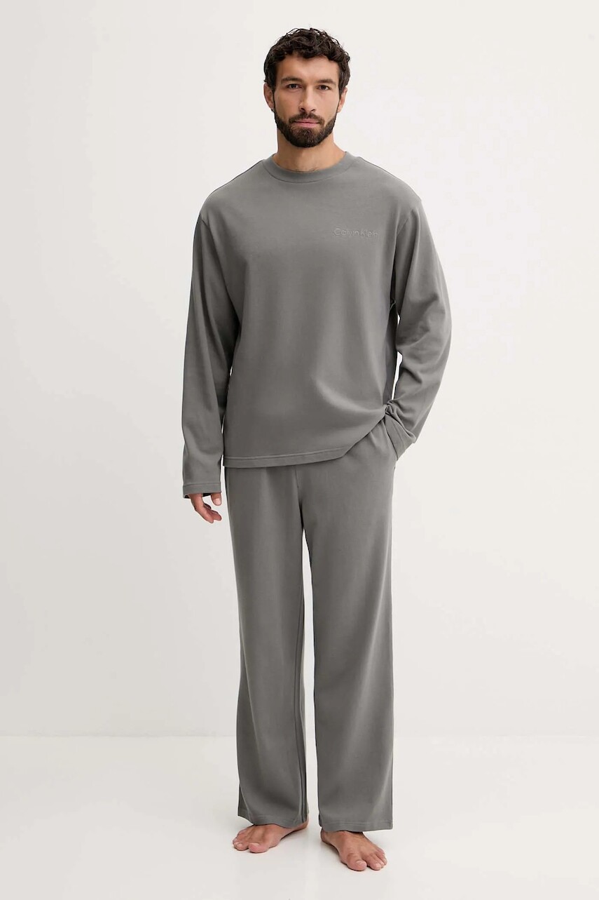 Bavlnené pyžamo Calvin Klein Underwear šedá farba, jednofarebné, LV00NM2951