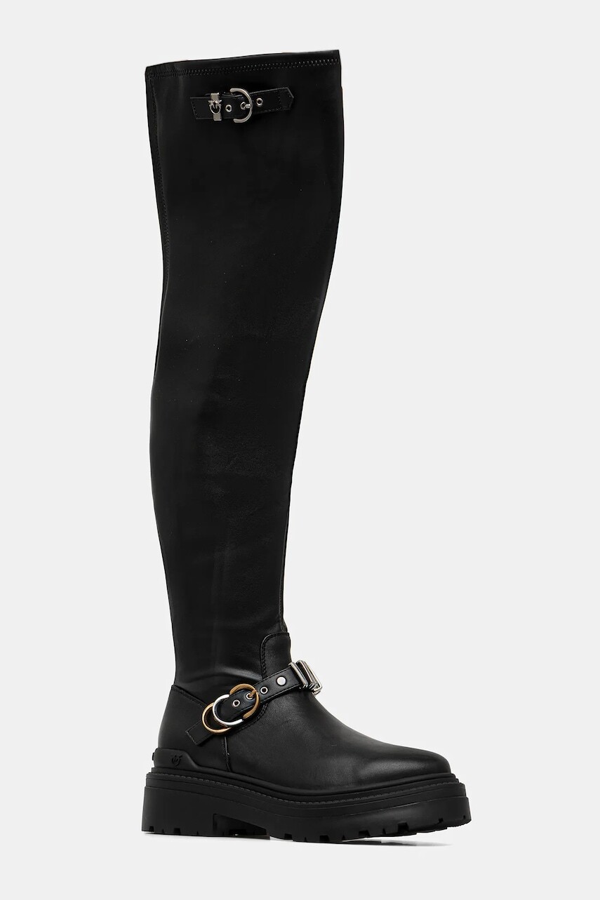 Kožené čižmy Pinko Mia 26 čierna farba, na platforme, SD0445E028Z99