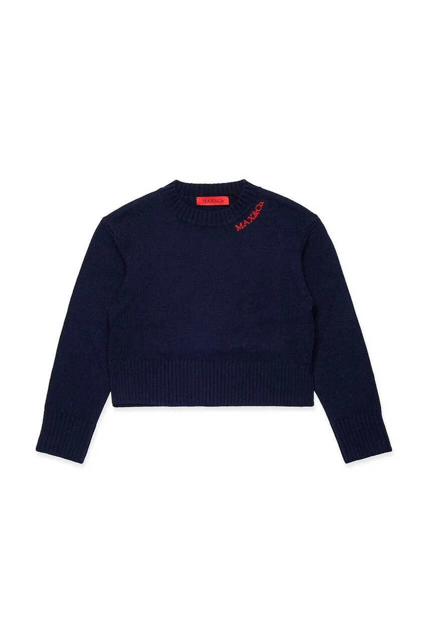 Detský vlnený sveter MAX&Co. MAXK18F KNITWEAR tmavomodrá farba, MX0251