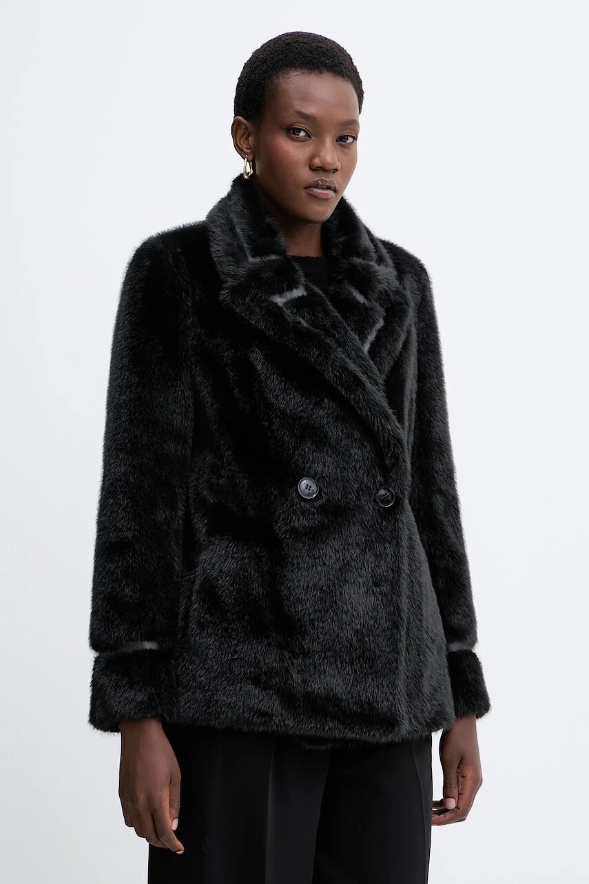 Kabát Twinset čierna farba, 252TT2154