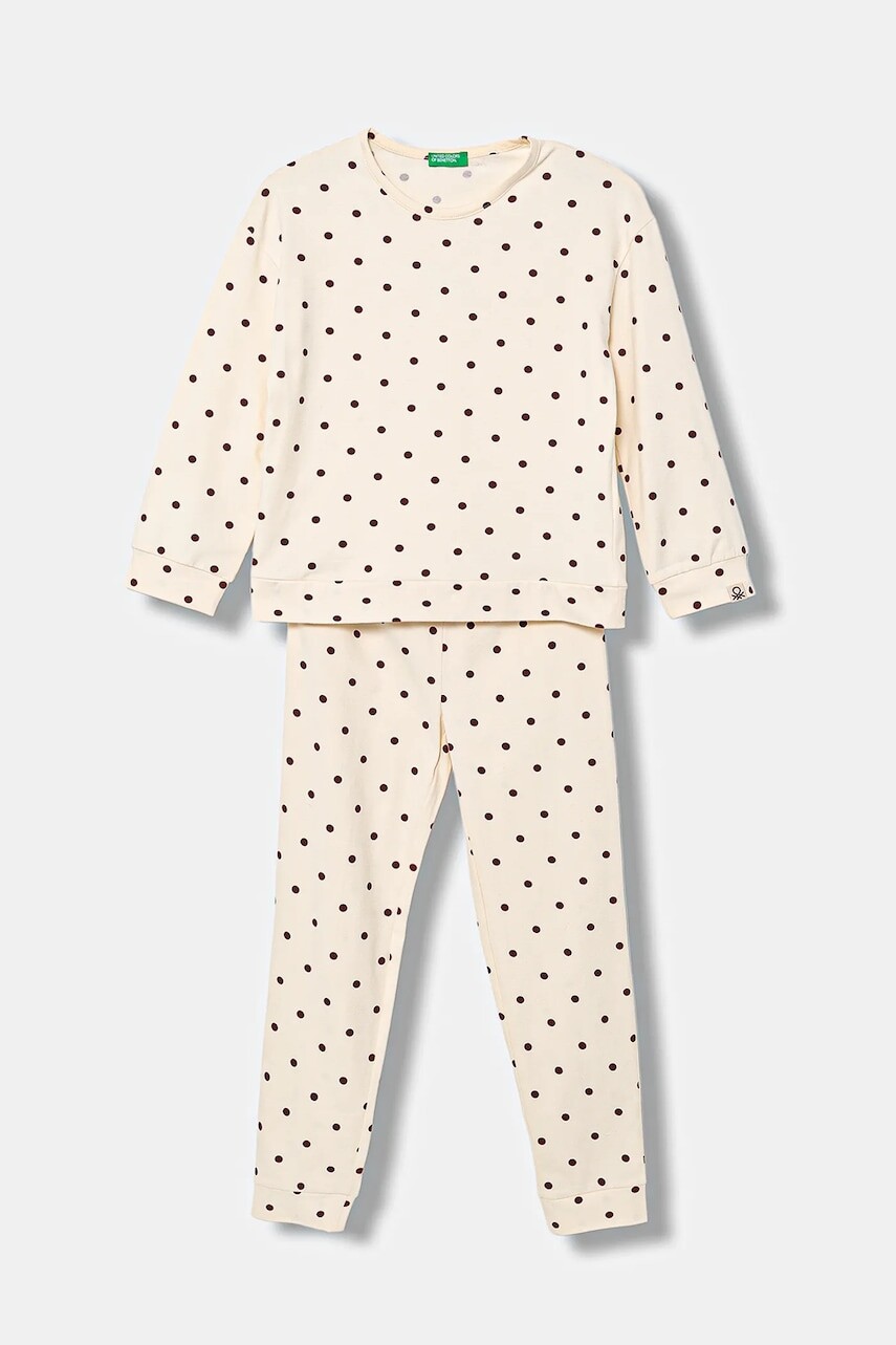 Detské pyžamo United Colors of Benetton béžová farba, vzorované, 3ZMB0P093