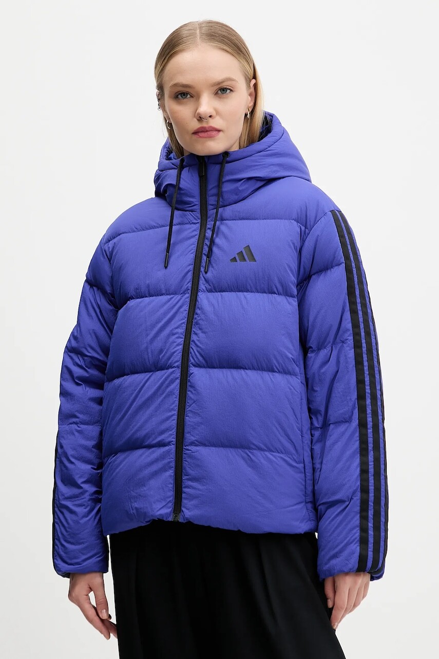 Páperová bunda adidas Essentials Climawarm fialová farba, zimná, oversize, JW9109