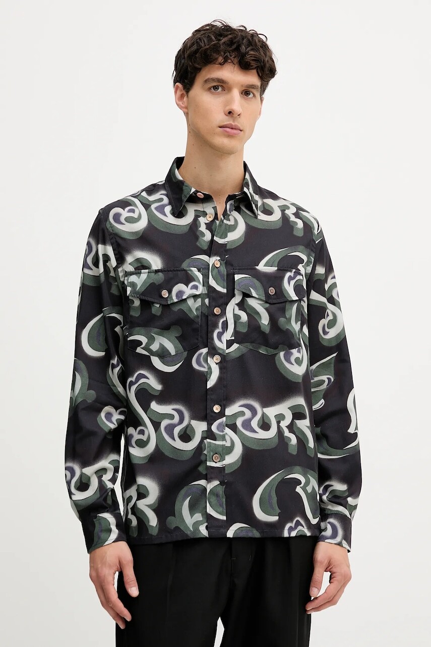 Košeľa PS Paul Smith tmavomodrá farba, regular, s klasickým golierom, M2R-647X-T22496