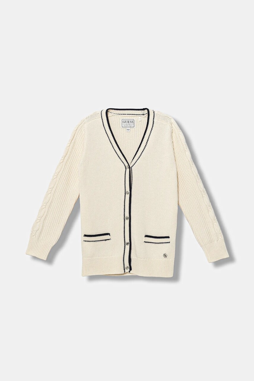 Detský kardigan s prímesou vlny Guess béžová farba, J5BR10 Z37L1