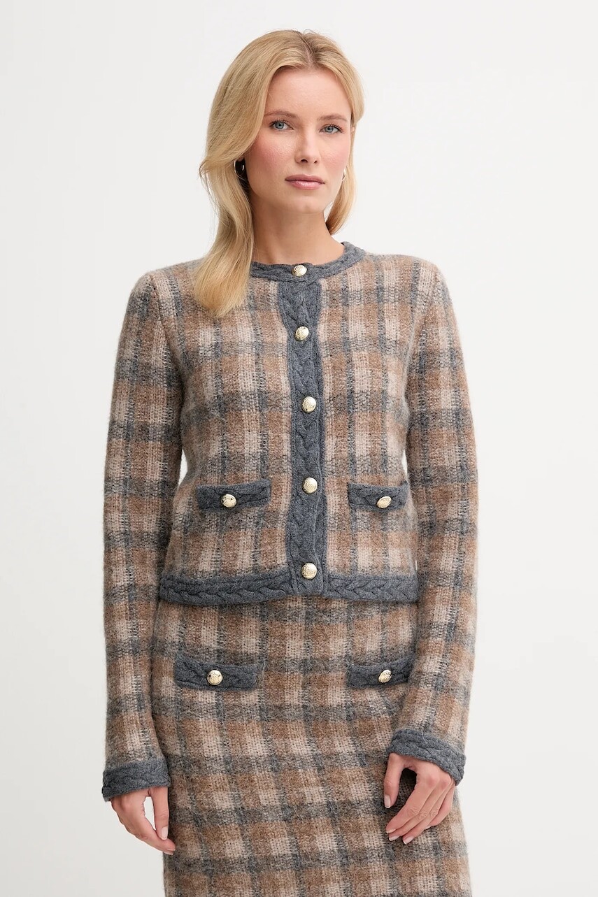 Kardigan s prímesou vlny Joop! hnedá farba, 30048468