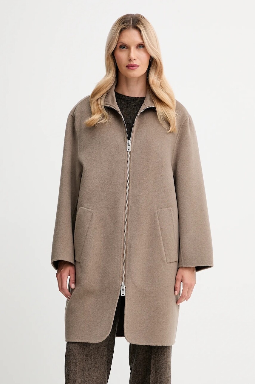 Vlnený kabát Filippa K hnedá farba, 32042
