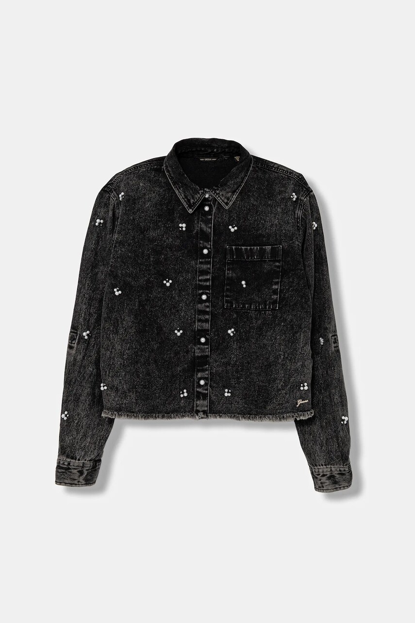 Detská riflová košeľa Guess čierna farba, J5BH02 D4IC0